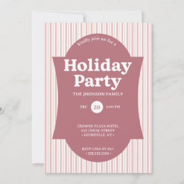 Invitación de rayas para fiesta de Navidad en Rojo