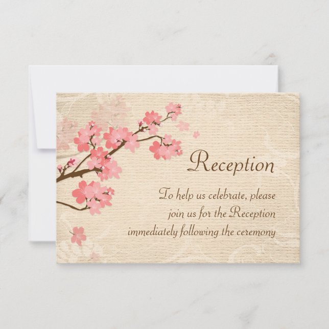 Invitación de recepción beige claro Flor de Cerezo (Anverso)