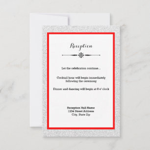 Invitación de recepción con purpurina blanca y mar
