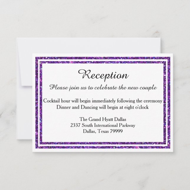 Invitación de recepción con ribete de purpurina mo (Anverso)