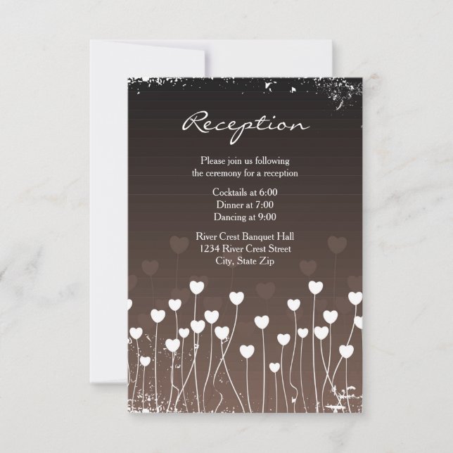 Invitación de recepción - Corazones en Flor (Anverso)