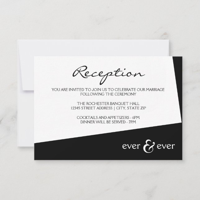 Invitación de recepción de ángulo negro Ever & Eve (Anverso)
