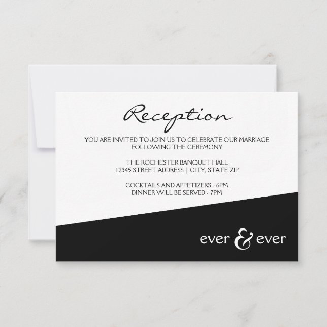 Invitación de recepción de ángulo negro Ever & Eve (Anverso)