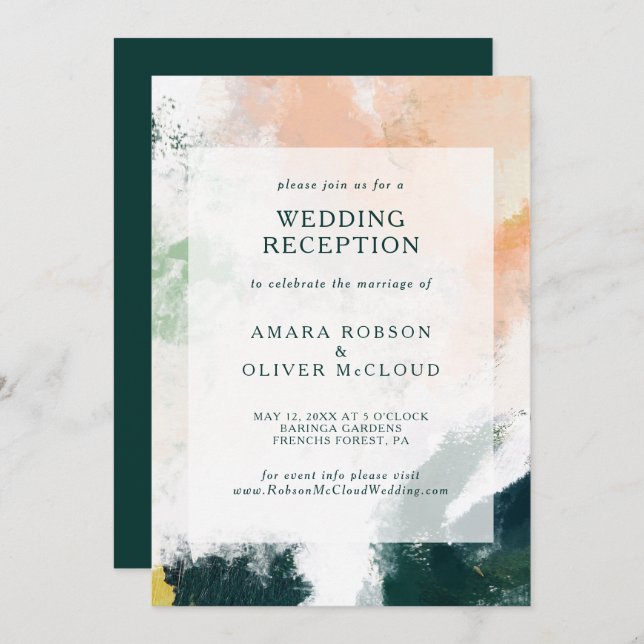 Invitación de recepción de boda abstracta colorida (Anverso / Reverso)