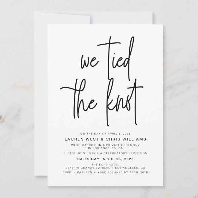 Invitación de recepción de boda Anudamos el nudo (Anverso)