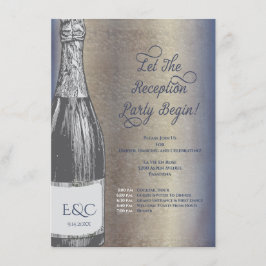 Invitación de recepción de boda con botella de cha