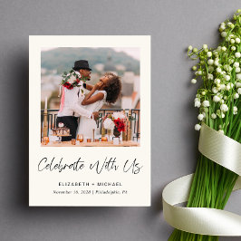Invitación de Recepción de Boda con Crema y Foto E