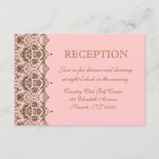 Invitación de recepción de boda con damasco rosa m