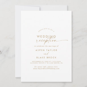 Invitación de recepción de boda con escritura dora