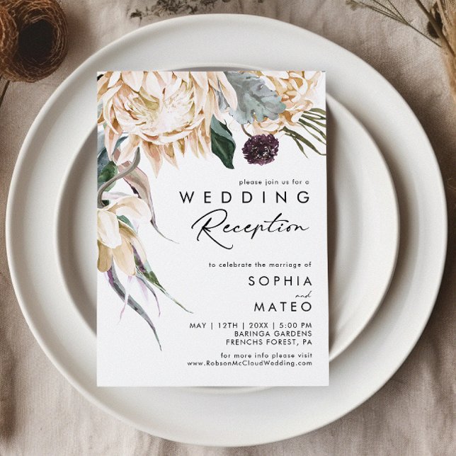 Invitación de Recepción de Boda con Floral Blanco (Subido por el creador)