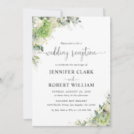 Invitación de recepción de boda con hortensias bot