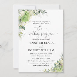 Invitación de recepción de boda con hortensias bot