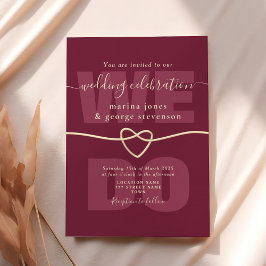 Invitación de recepción de boda con letra Burgundy