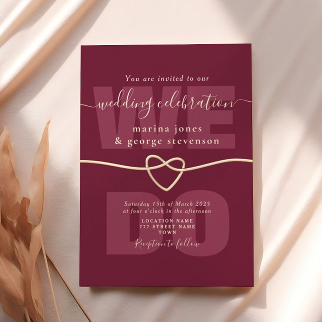 Invitación de recepción de boda con letra Burgundy (Subido por el creador)