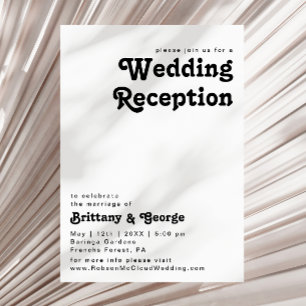 Invitación de recepción de boda con letras retro m