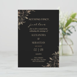 Invitación de recepción de boda con líneas florale