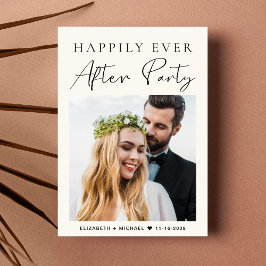 Invitación de recepción de boda de crema de foto m