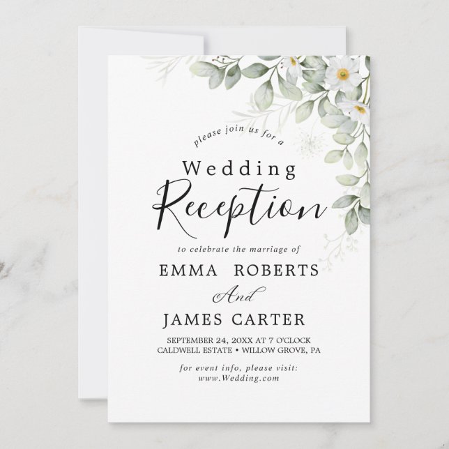 Invitación de Recepción de Boda de Elegante Verdor (Anverso)