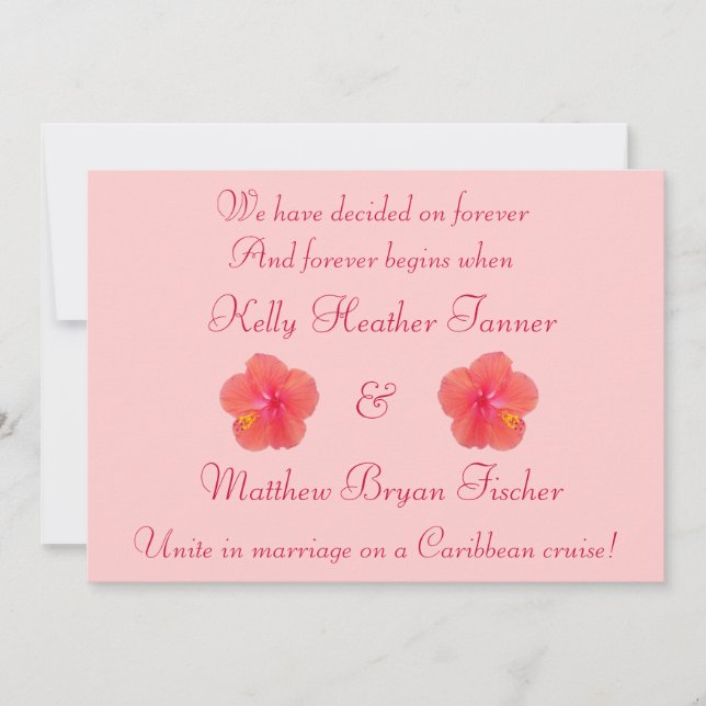 Invitación de recepción de boda de Hibisco Tropica (Anverso)