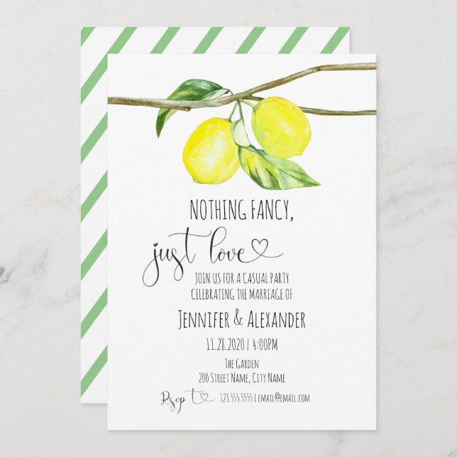 Invitación de recepción de boda de limón (Anverso / Reverso)