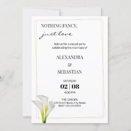 Invitación de recepción de boda de lirio de calla