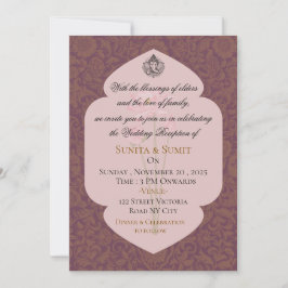 Invitación de Recepción de Boda de Lujo en la Indi