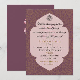 Invitación de Recepción de Boda de Lujo en la Indi