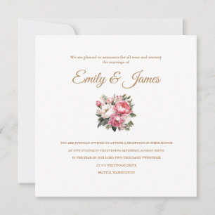 Invitación de recepción de boda de peonía