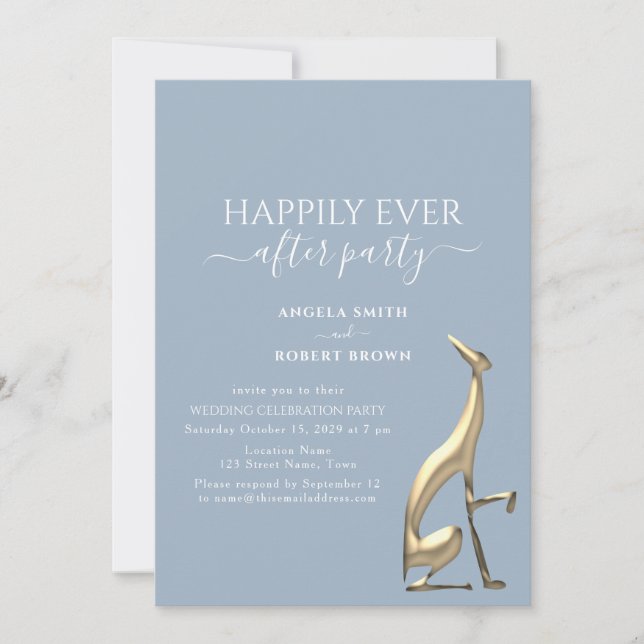 Invitación de recepción de boda elegante azul polv (Anverso)