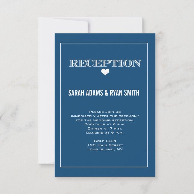 Invitación de recepción de boda elegante con coraz (Anverso)