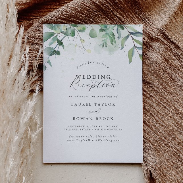 Invitación de recepción de boda elegante con veget (Subido por el creador)
