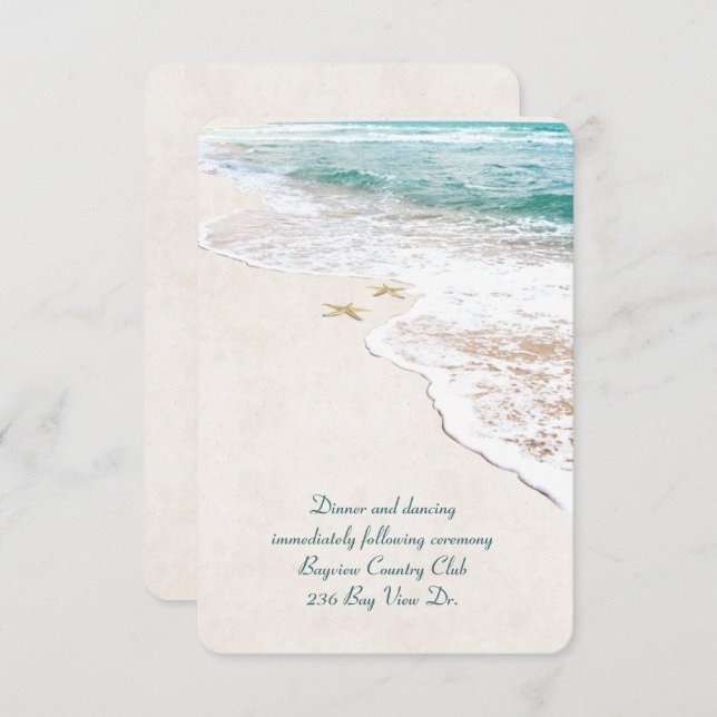 Invitación de recepción de boda en la playa (Anverso / Reverso)