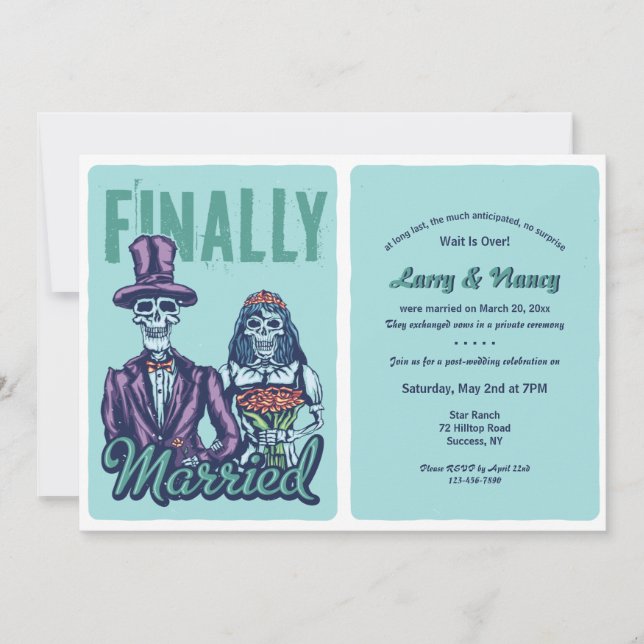 Invitación de recepción de boda finalmente casados (Anverso)