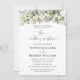 Invitación de recepción de boda floral blanca
