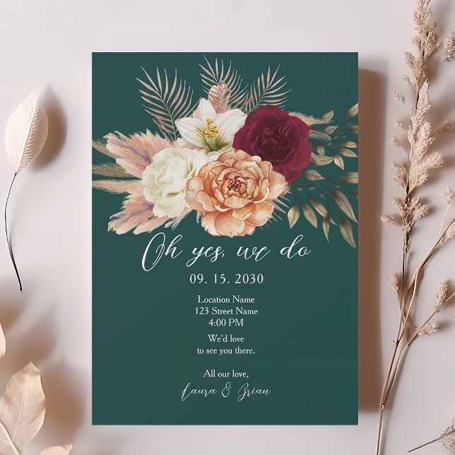 Invitación de recepción de boda floral esmeralda (Subido por el creador)