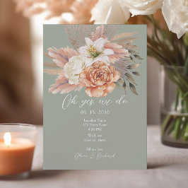 Invitación de recepción de boda floral verde salvi