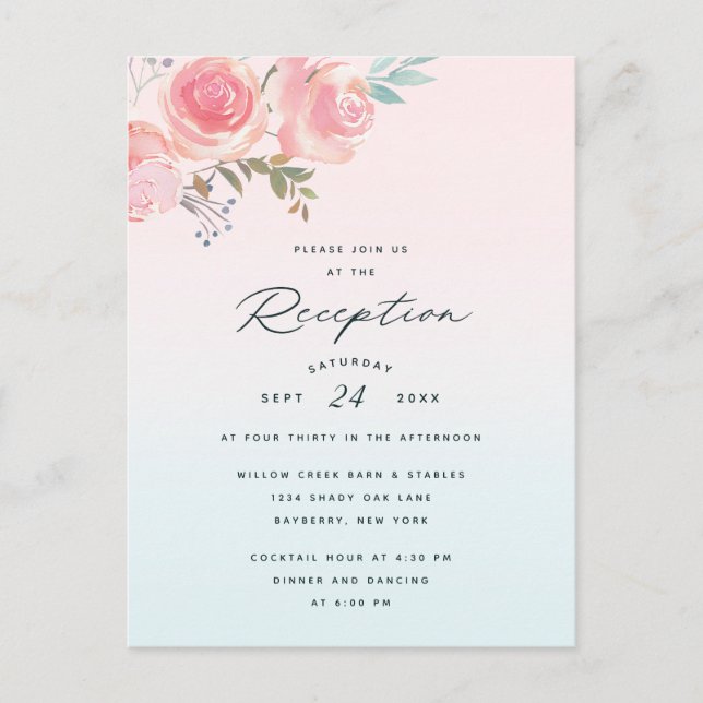 Invitación de recepción de boda French Garden Ombr (Anverso)