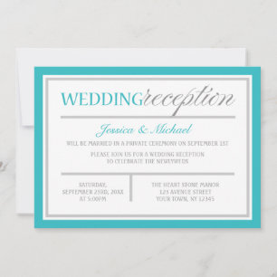 Invitación de recepción de boda gris turquesa mode
