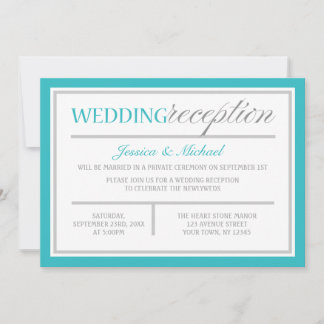 Invitación de recepción de boda gris turquesa mode
