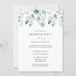 Invitación de recepción de boda informal con eucal