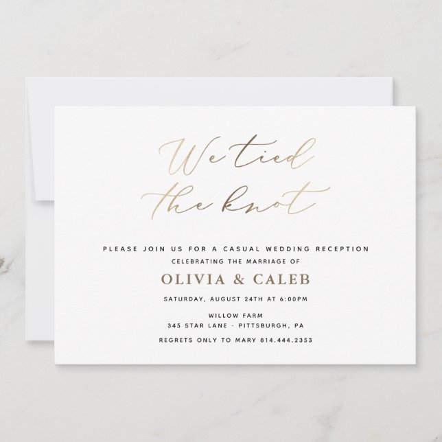 invitación de recepción de boda Nos atamos el nudo (Anverso)