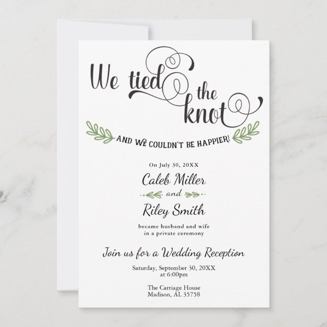 Invitación de recepción de boda 'Nos casamos' (Anverso)