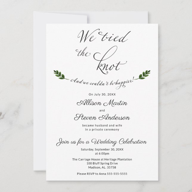 Invitación de recepción de boda Nos hemos casado (Anverso)