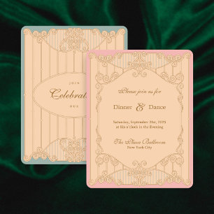 Invitación de recepción de boda Ornate Art Nouveau