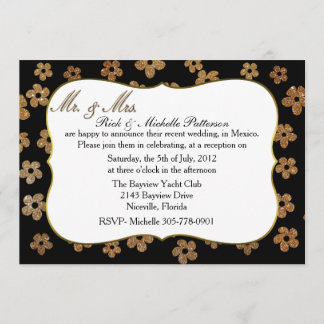 Invitación de recepción de boda posterior en negro