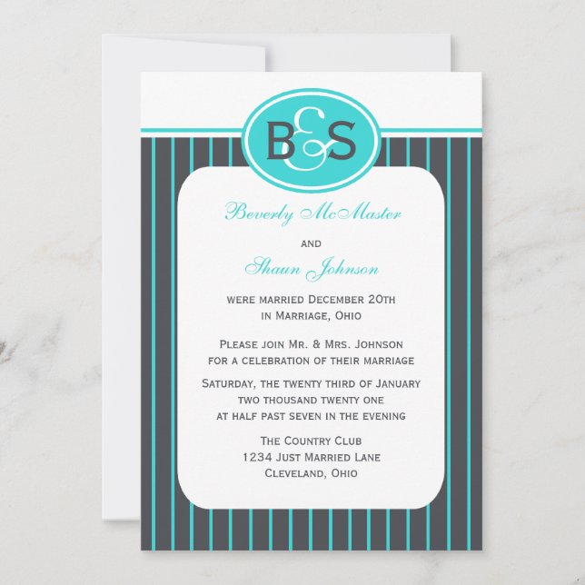 Invitación de recepción de boda posterior -- Monog (Anverso)