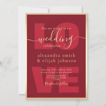 Invitación de recepción de boda roja moderna