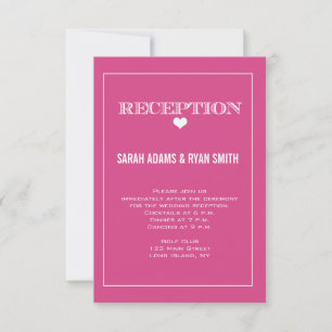 Invitación de recepción de boda rosa corazón lindo
