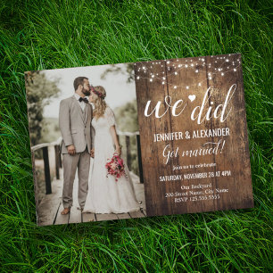 Invitación de recepción de boda rústica