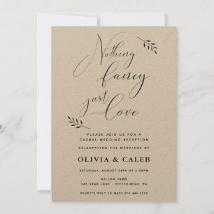 Invitación de recepción de boda sin lujos solo amo